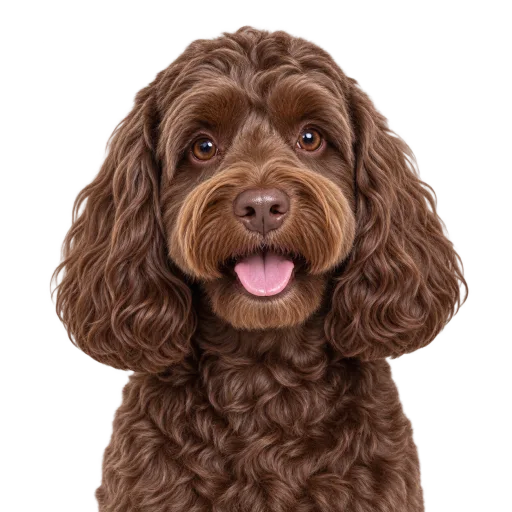 A groomed chocolate cockapoo