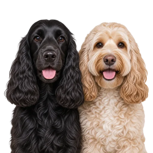 A groomed cocker spaniel and cockapoo