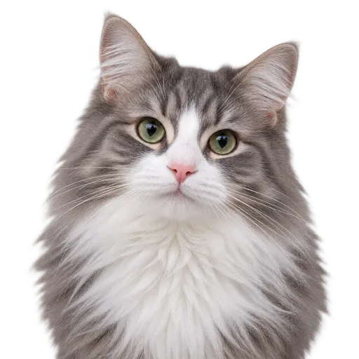 A groomed domestic long-haired cat