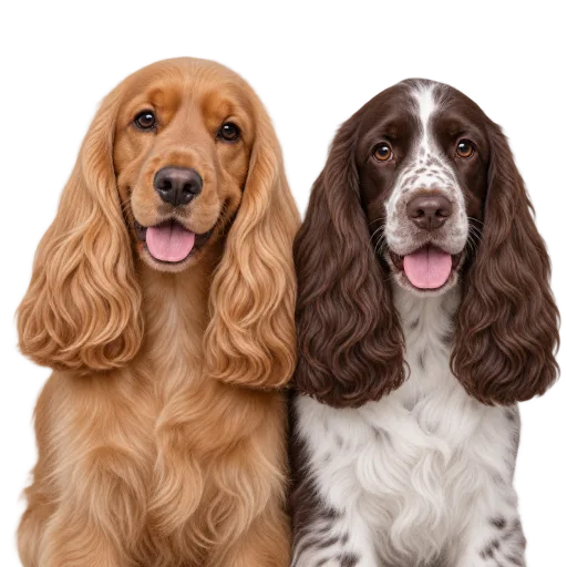 Two groomed spaniels